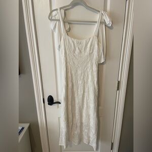 Lucy Paris Aurora White Textured Midi Dress